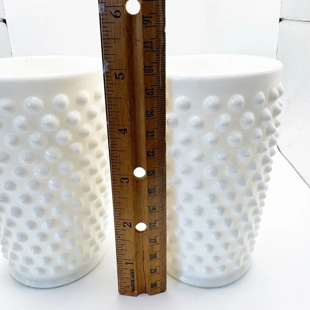Vtg Fenton White Milk Glass Hobnail Tumbler Juice Glass Cup (2) Unmarked 4 Inch